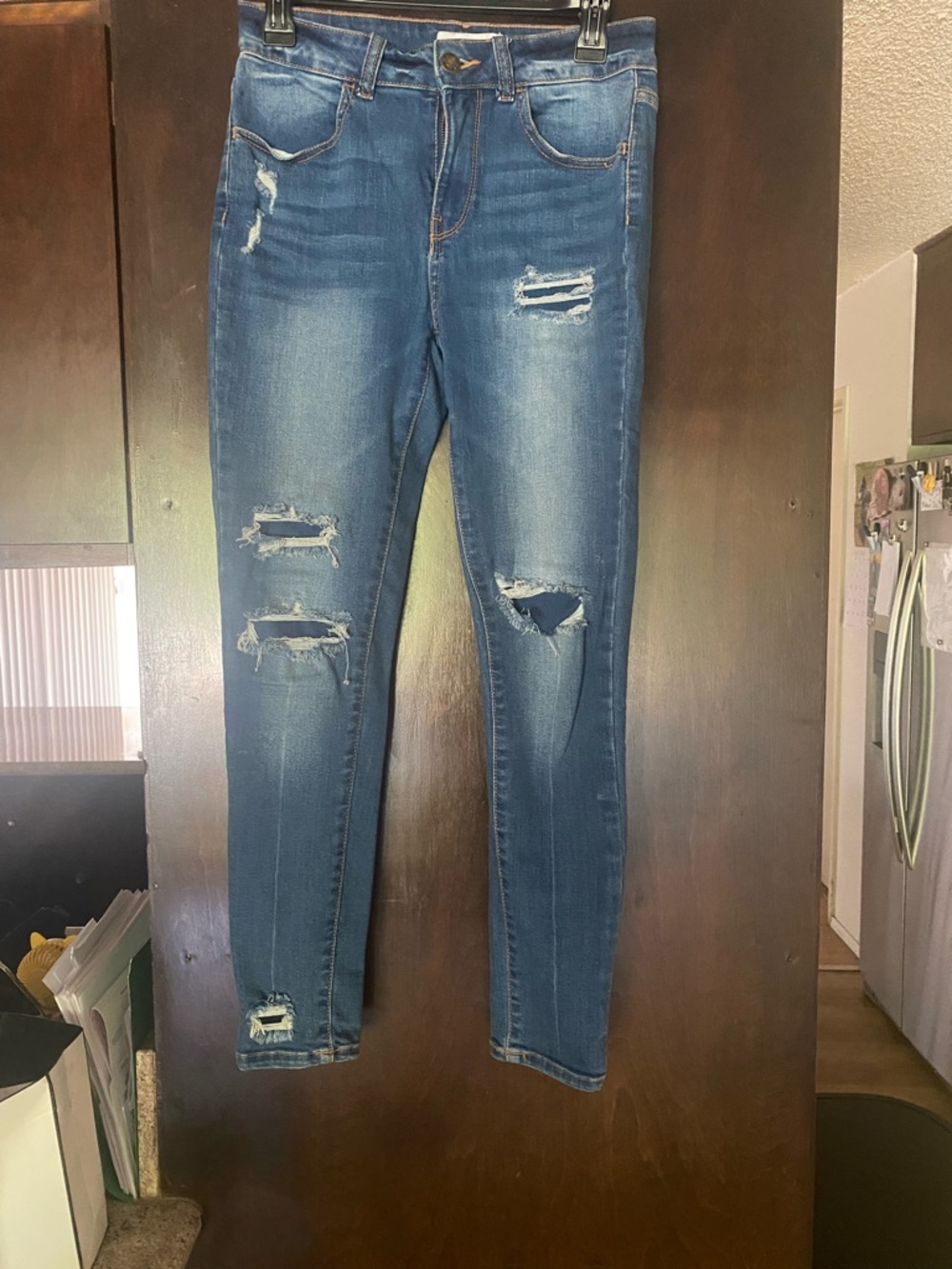 Wax Jean Blue Distressed Skinny Jeans